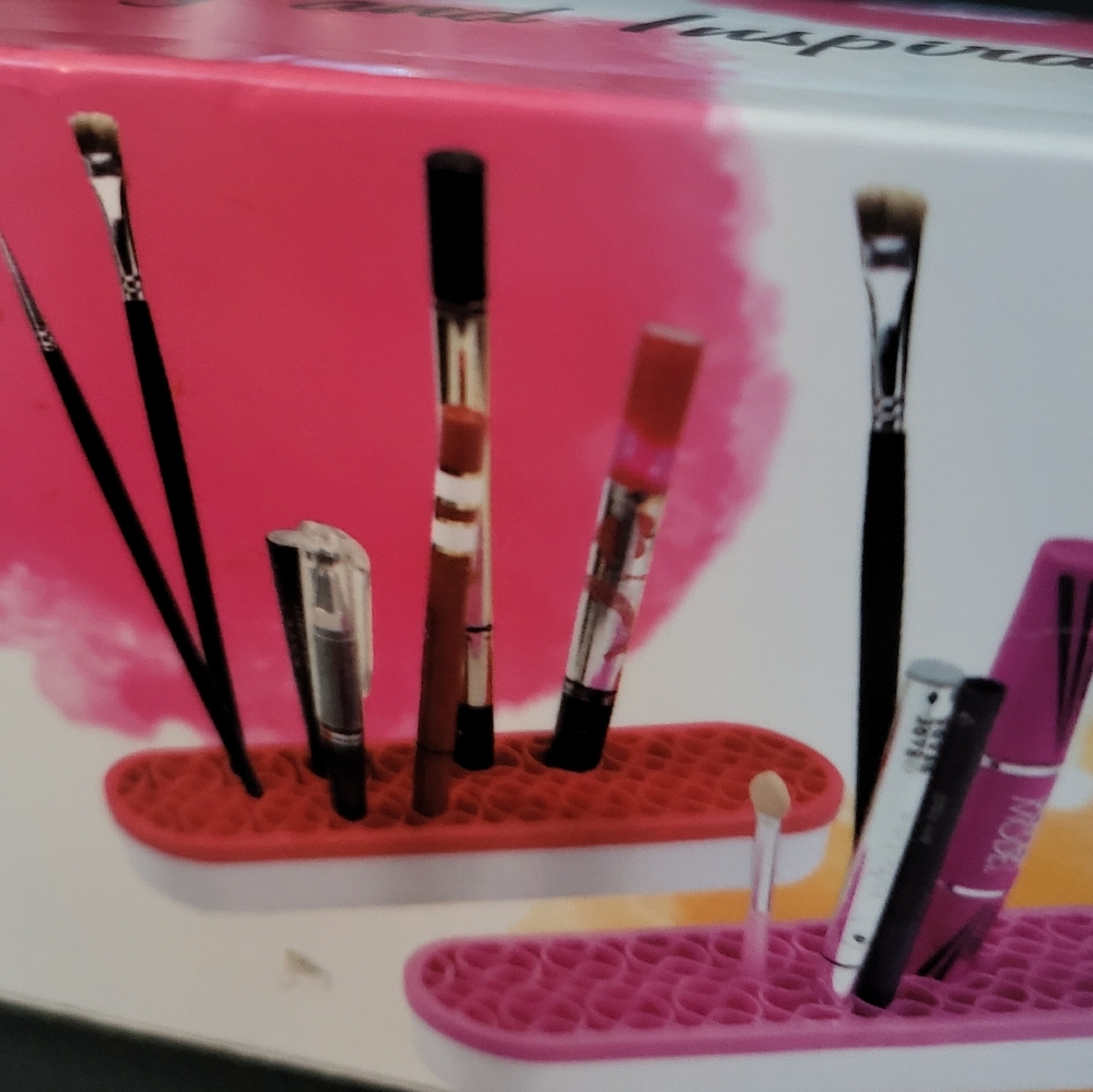 Silicone flower makeup brush holder stand grid make up organizer